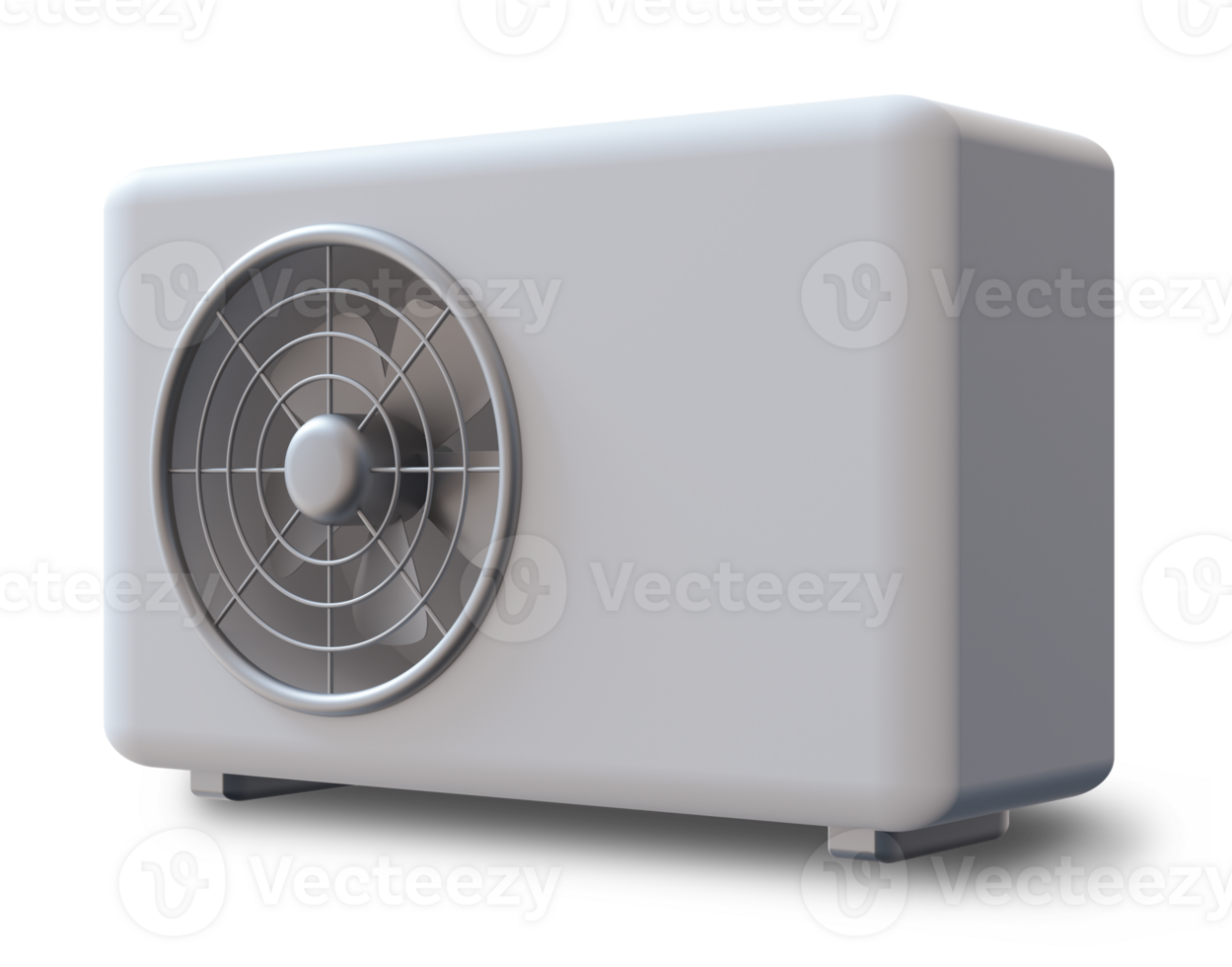 White air source heat pump isolated on transparent background. Sleek, modern design, emphasizing energy efficiency for residential and commercial use. png
