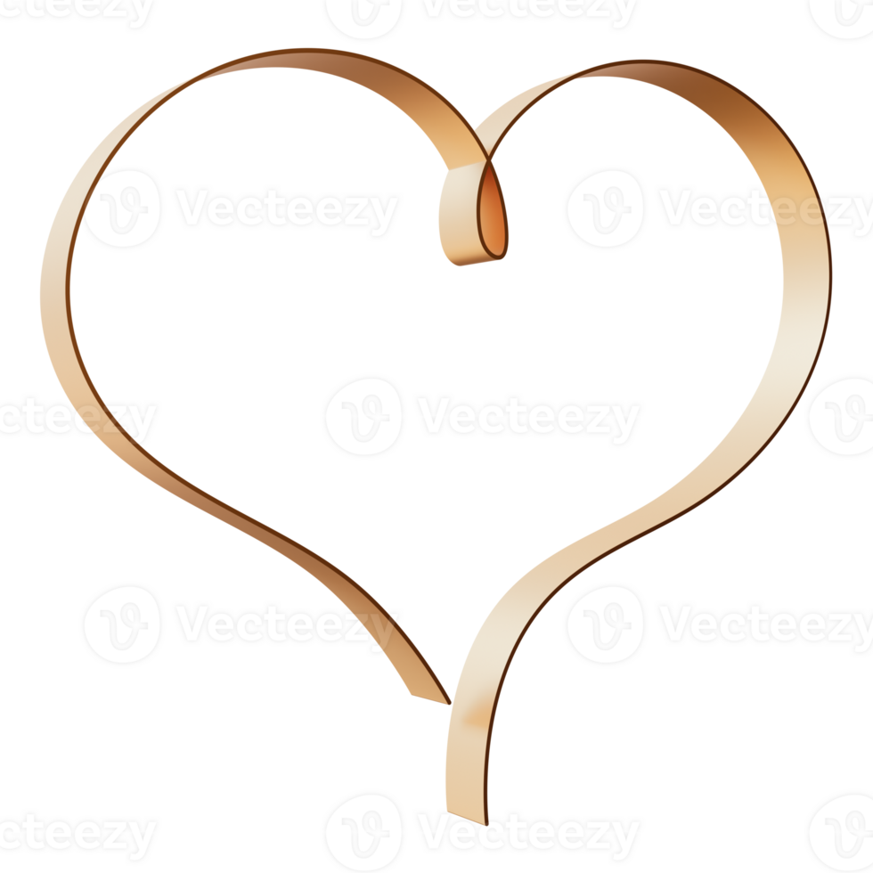 Golden heart, designed in sleek and modern style. Metallic finish gives three-dimensional effect, ideal for various creative projects. Heart shape png