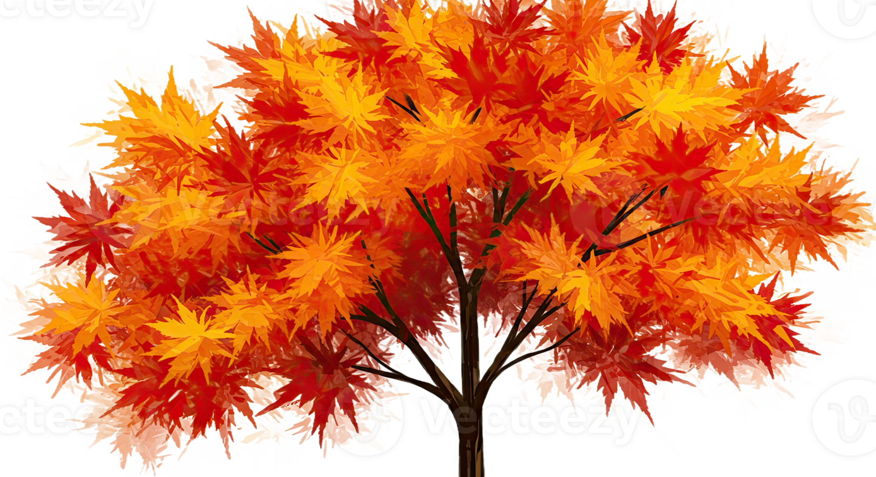 Vibrant Autumn Maple Tree with Rich Red, Orange, and Yellow Foliage png