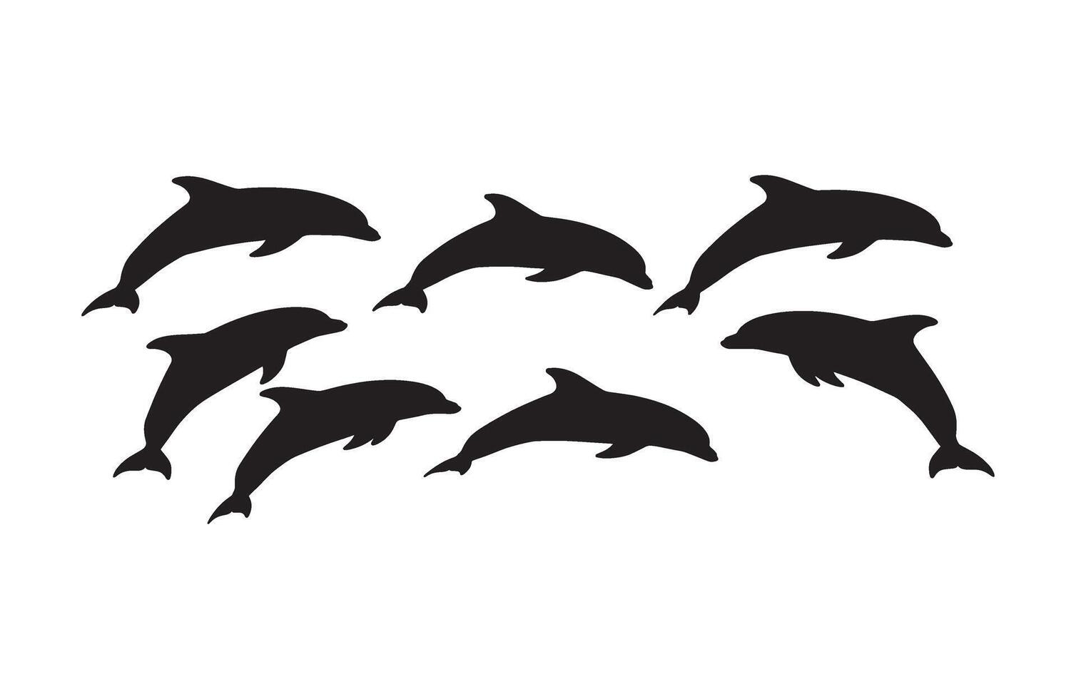 High resolution dolphin silhouettes for ocean-themed projects vector