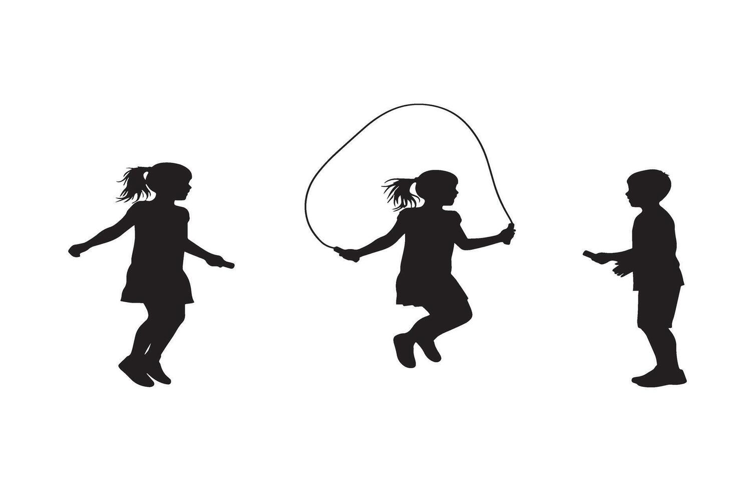 Skipping Rope Games for Kids Classic Fun Silhouette Illustration vector