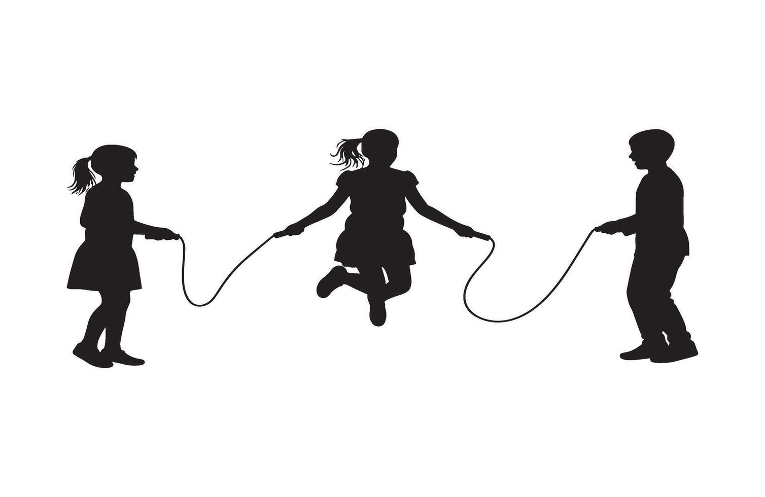 Jump Rope Fun for Children Silhouette of Classic Outdoor Play vector