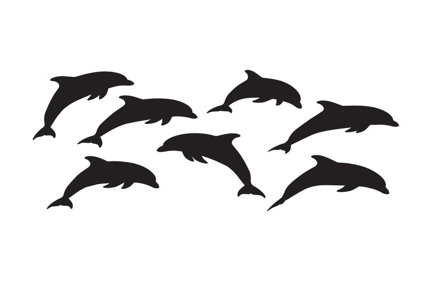 Ocean dolphin silhouettes graphics for creative projects vector