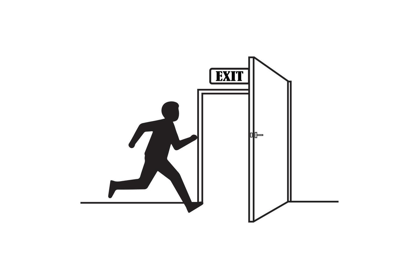 Exit Sign with Open Door and Running Man Silhouette Art vector