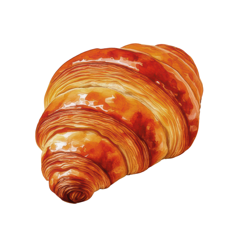 Watercolor homemade croissant clip art illustration png