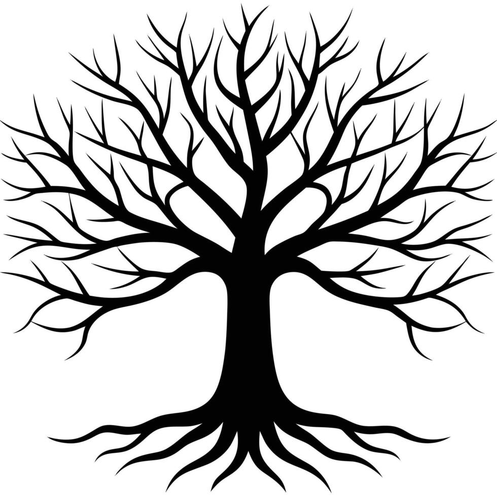 Abstract Silhouette Tree with Roots and Branches vector