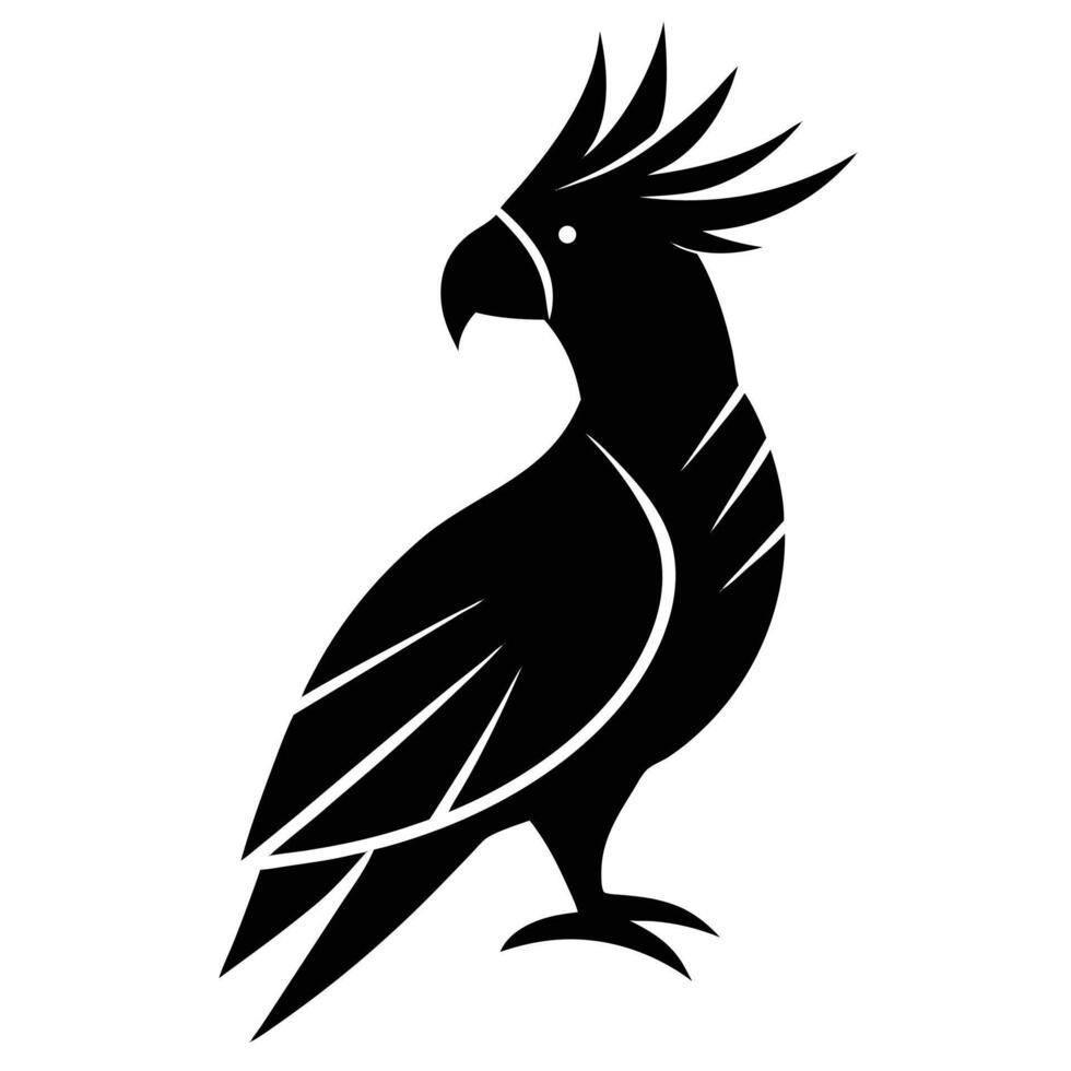 Black silhouette of a Cockatoo vector