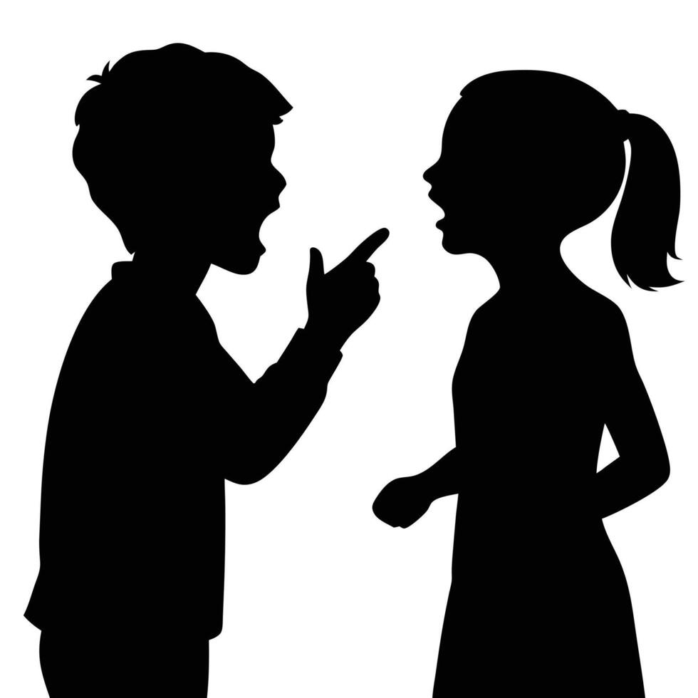 Arguing Children Silhouettes vector