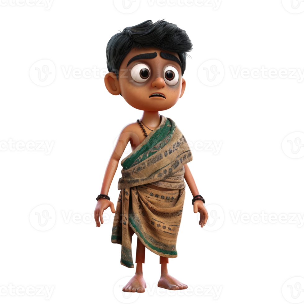 A cartoon character in a traditional indian outfit png