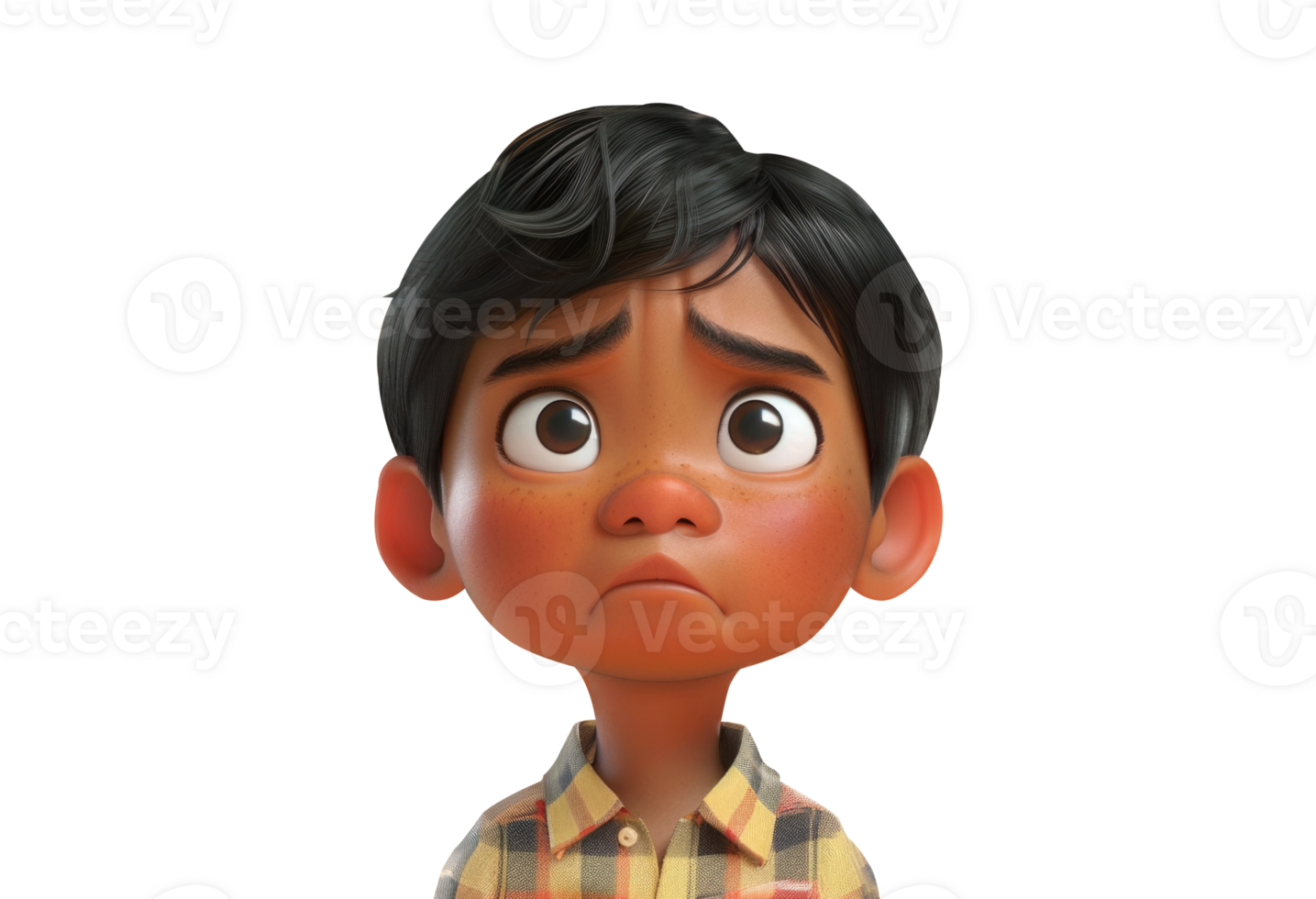 A cartoon boy with a sad face png