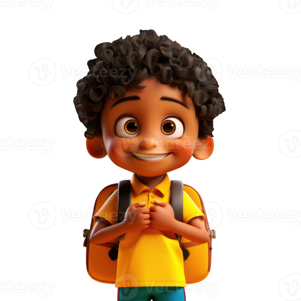 A cartoon boy with a backpack png