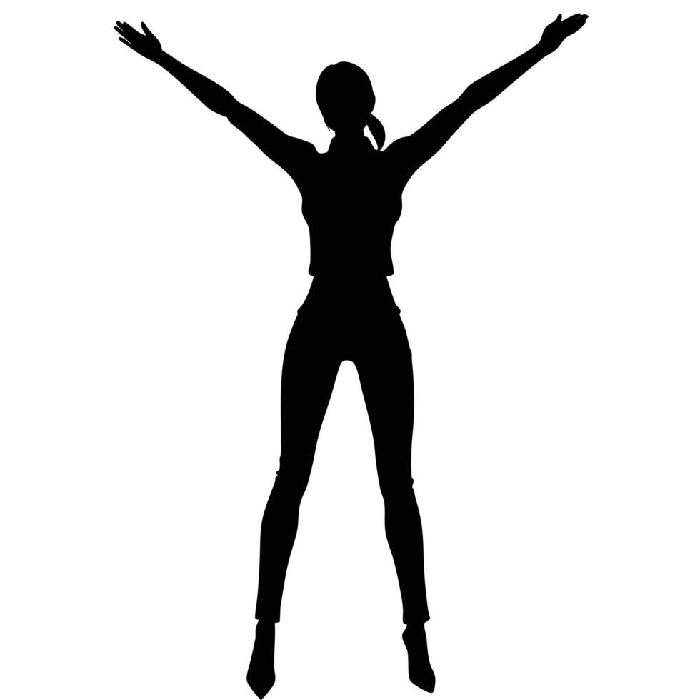 Silhouette of an African American Woman with Raised Arms vector
