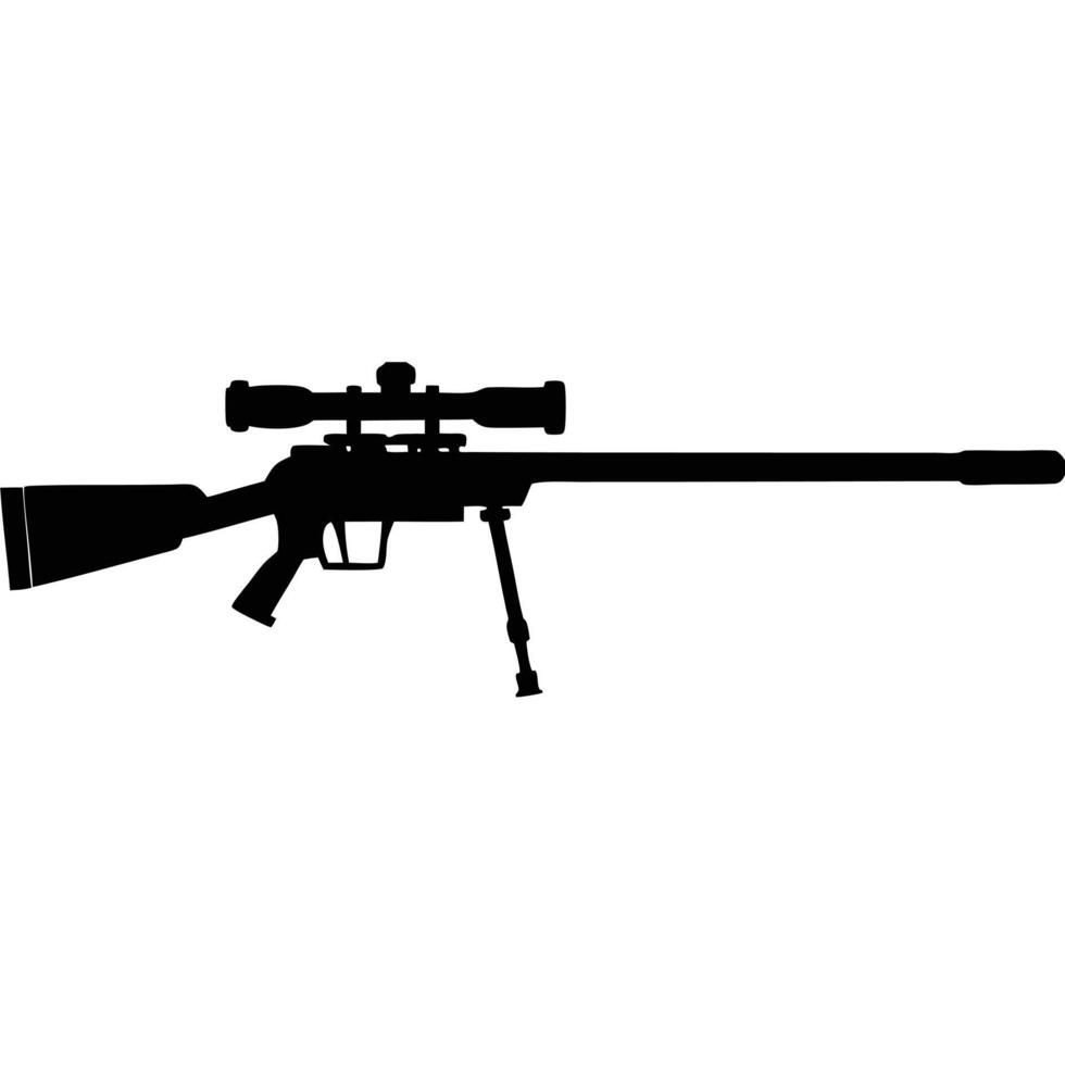 Isolated Black Silhouette of a Sniper Rifle with Scope vector