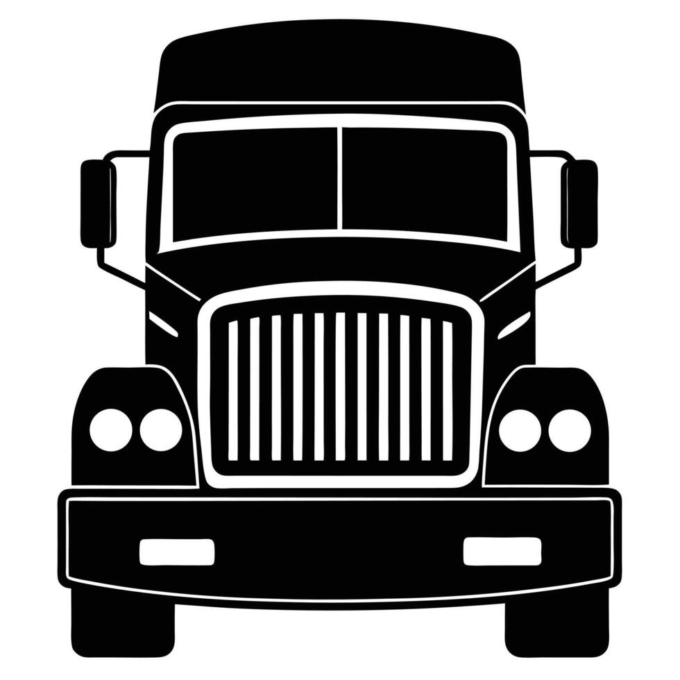 Heavy Truck Front Silhouette with Transparent Background, Automotive Style Design vector