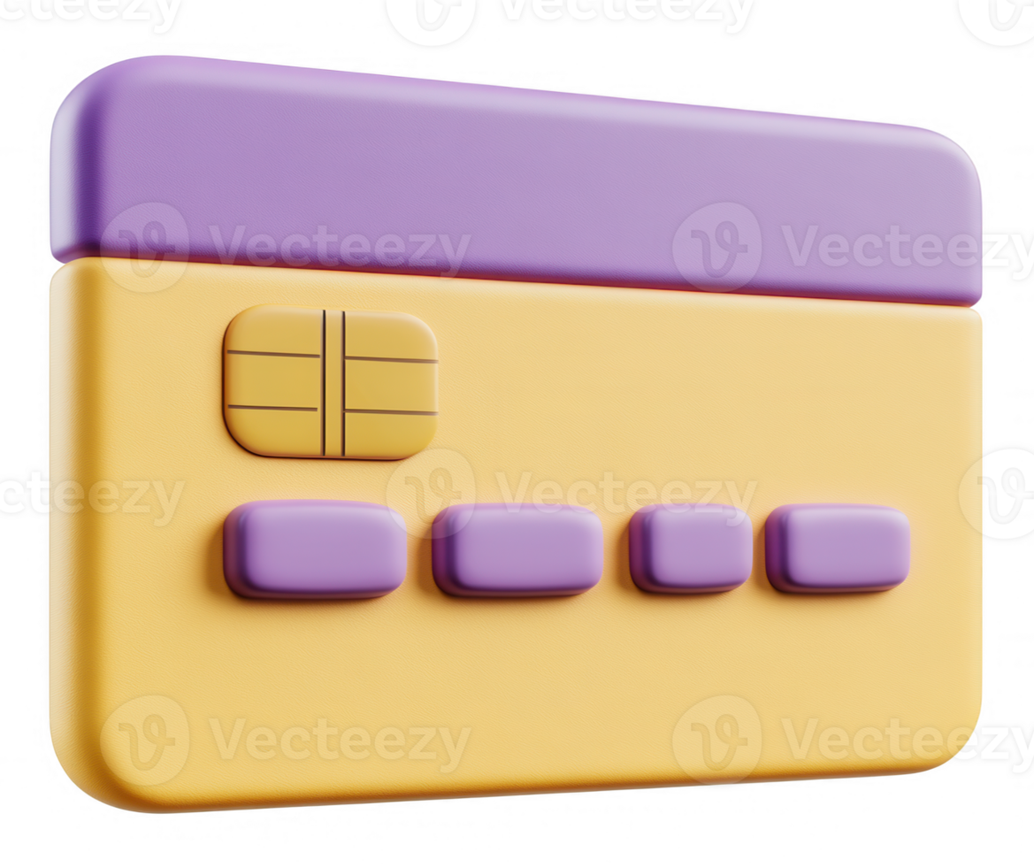 3d icon credit with card for and orange colors on a transparent background, ideal purple projects related to online shopping and finance png