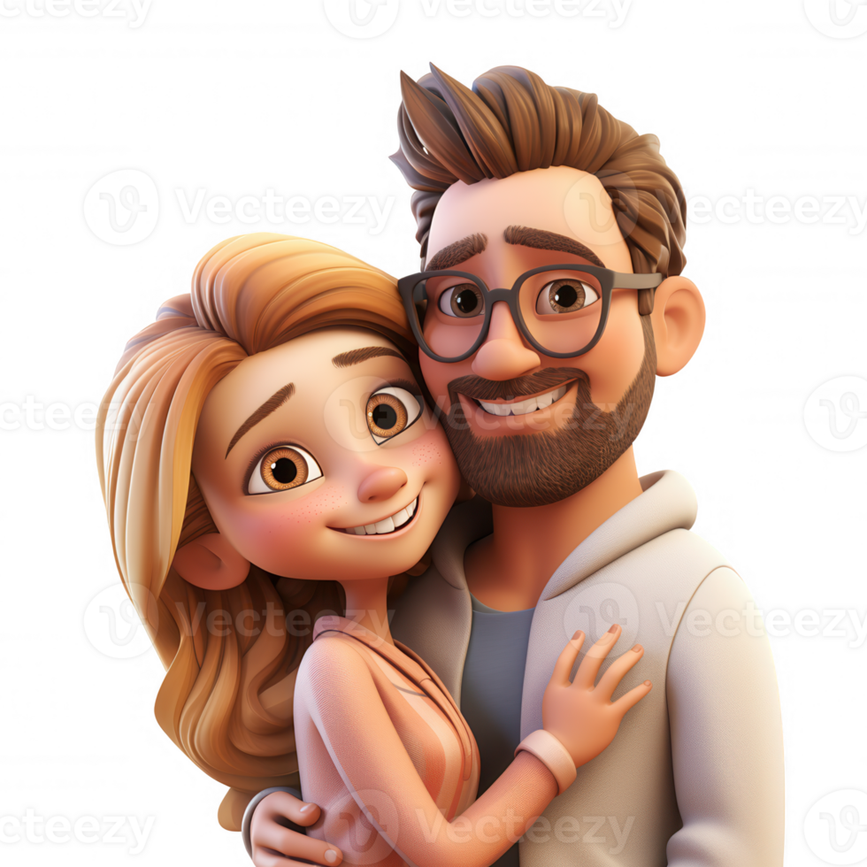3d icon showing loving couple hugging, expressing bond connection, symbolizing emotional romantic against clean transparent background png