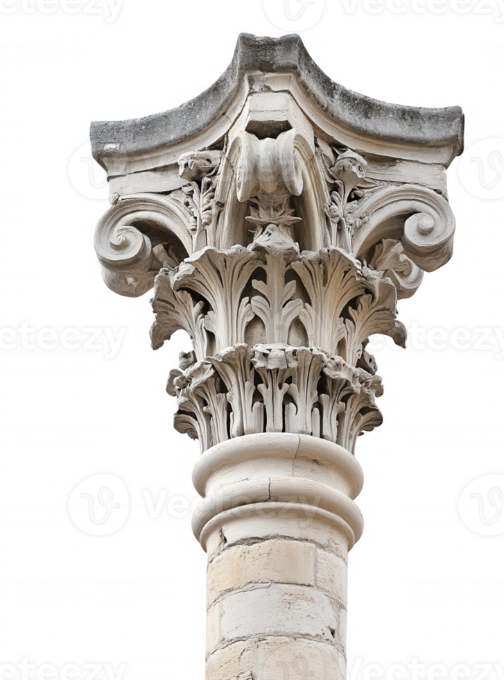 White classical ionic column with transparent background, perfect architectural visualization or historical projects png