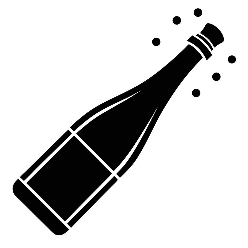 Champagne Bottle Silhouette Design and Bubbles vector