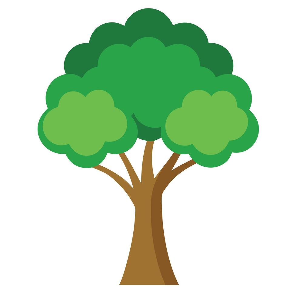 Cartoon Tree with Green Foliage on a Transparent Background vector