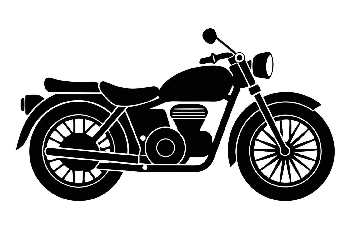 Motorcycle Black Silhouette, Transportation, Retro, Vehicle vector