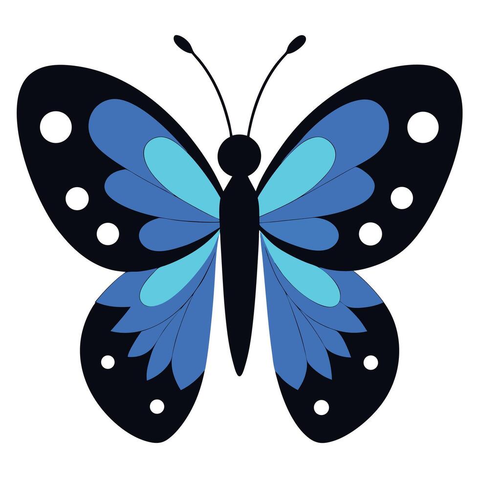 Isolated Butterfly with Blue Wings and White Spots Design vector