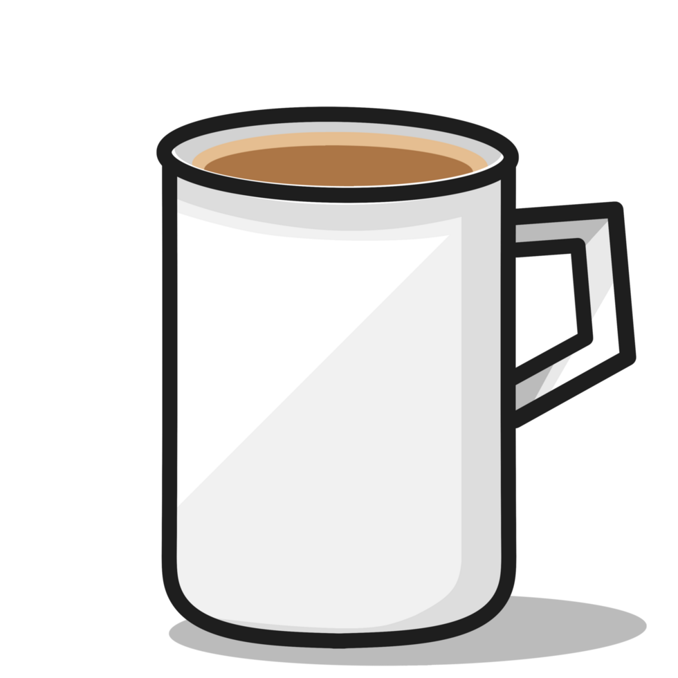 A white mug coffee icon with a Transparent background png