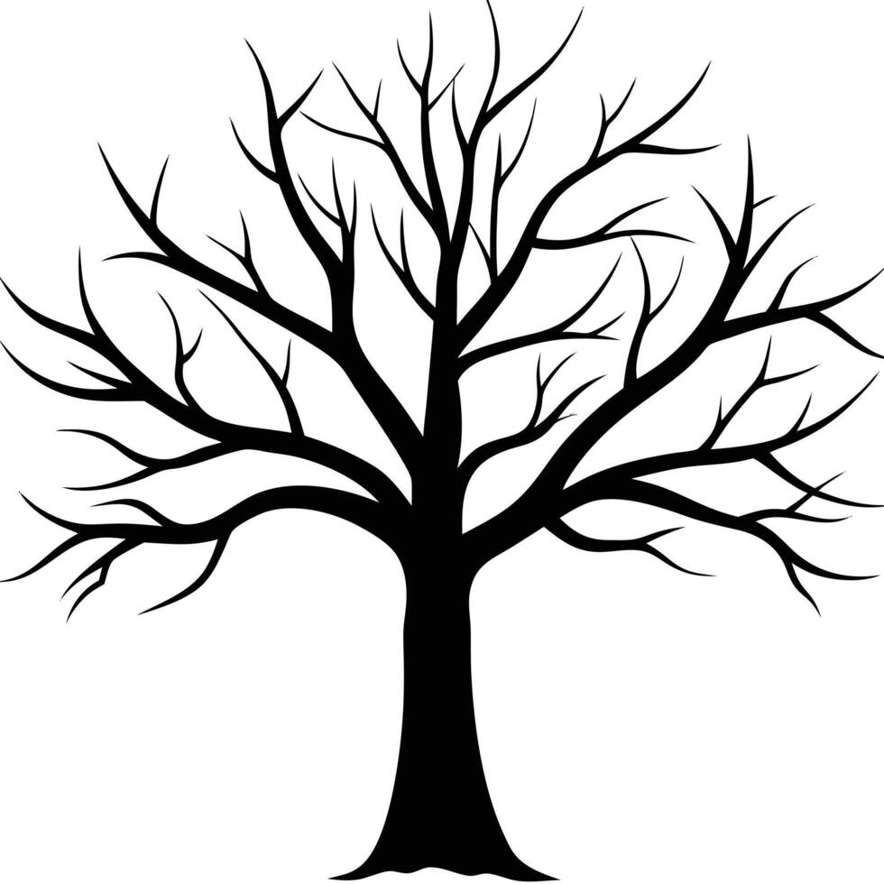 Black tree silhouette with detailed branches isolated vector