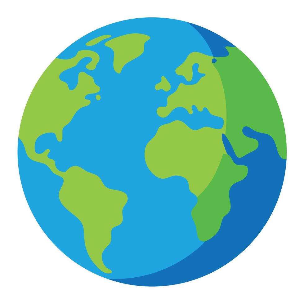 Earth Globe with Blue Oceans and Green Continents on a White Background vector