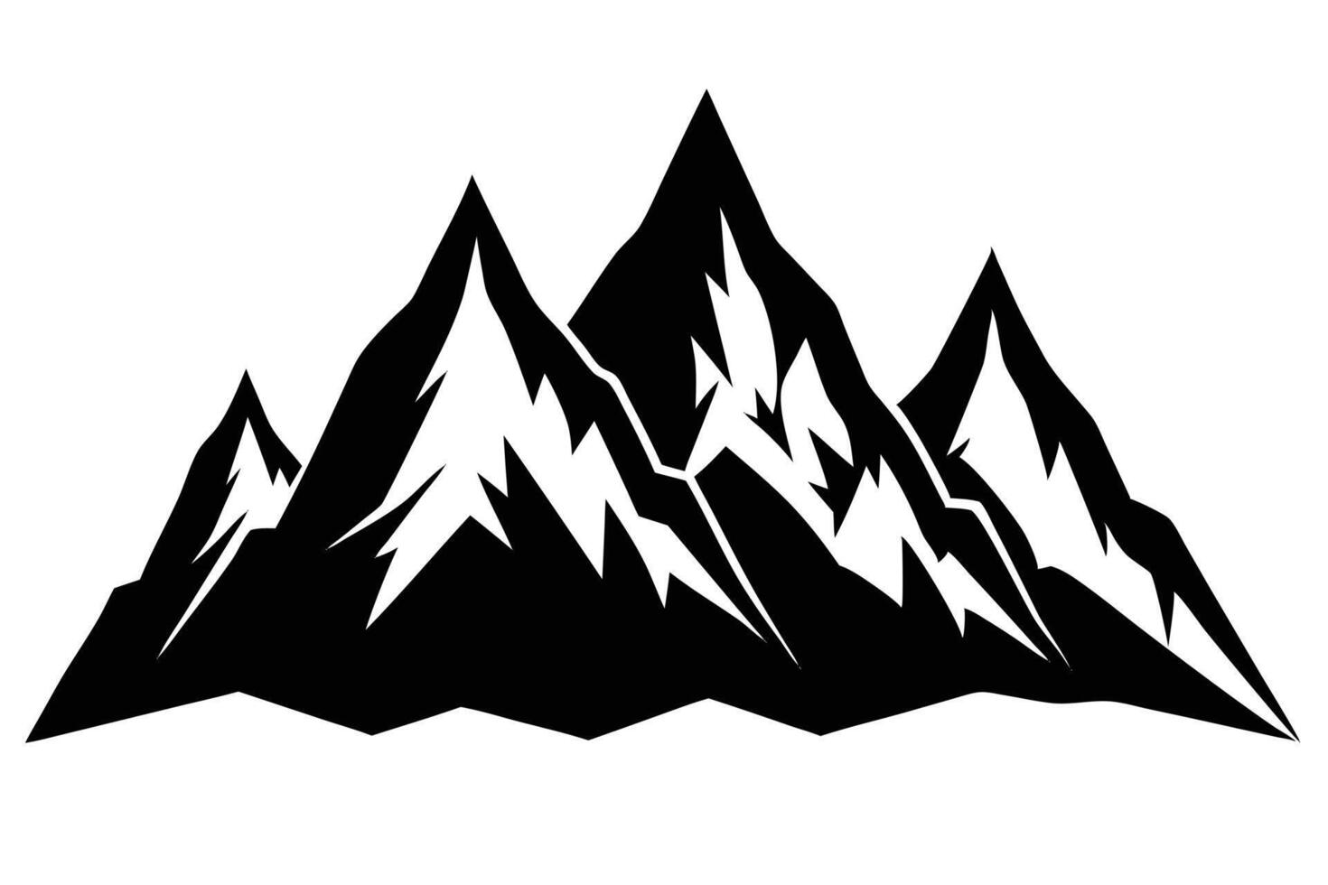 Black Mountain Peaks Silhouette With Jagged Edges vector