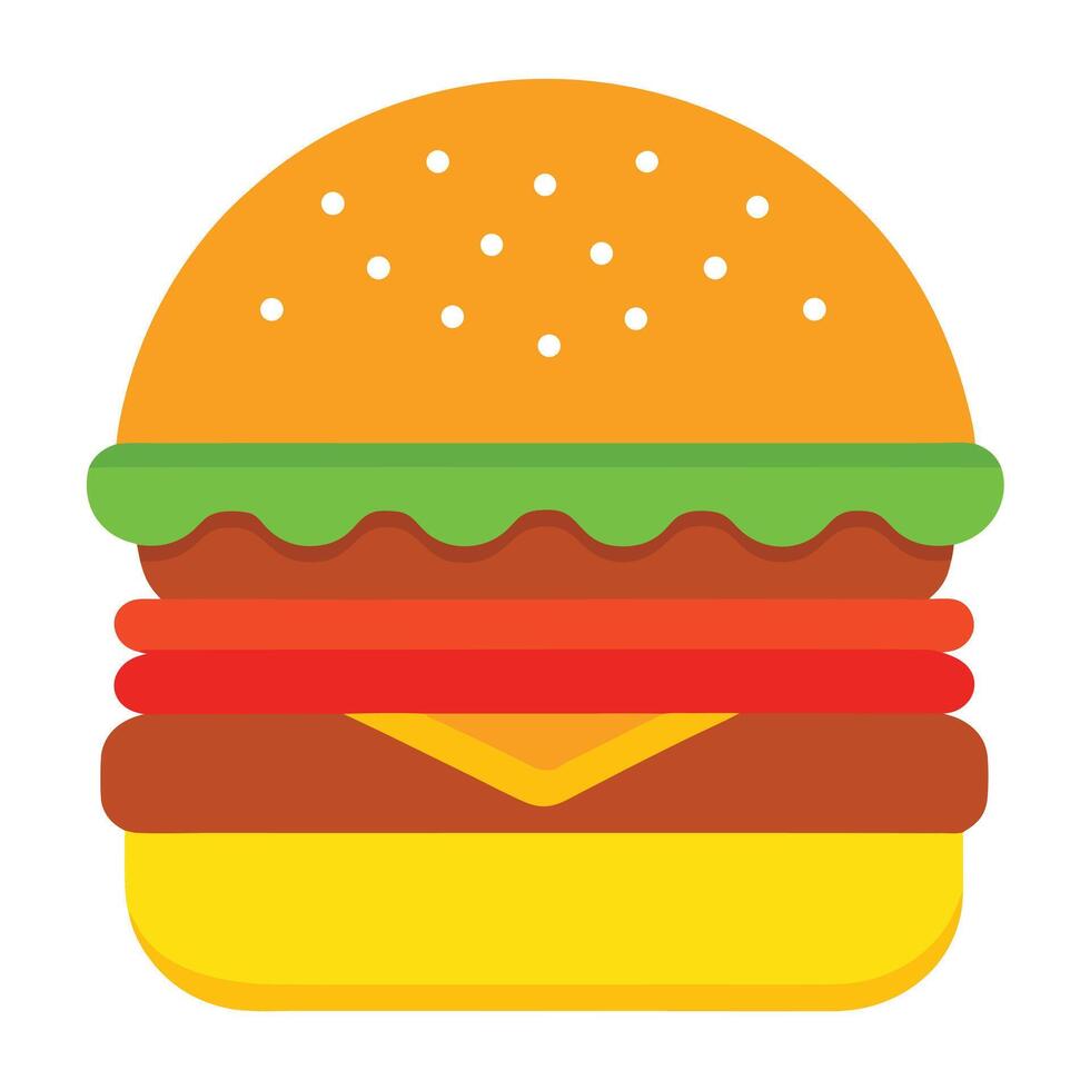 Isolated Cheeseburger Cartoon Style with Tomato,Lettuce,and Beef on White vector