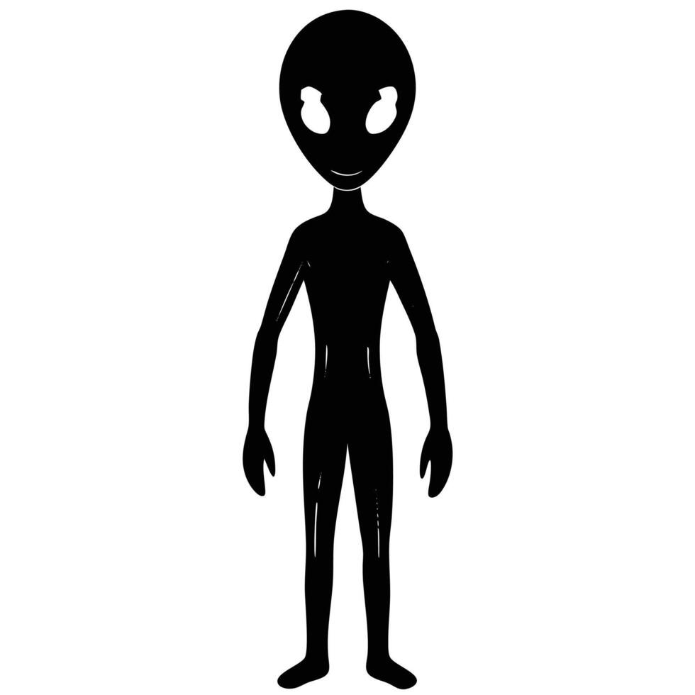 Isolated Cartoon Alien Silhouette vector