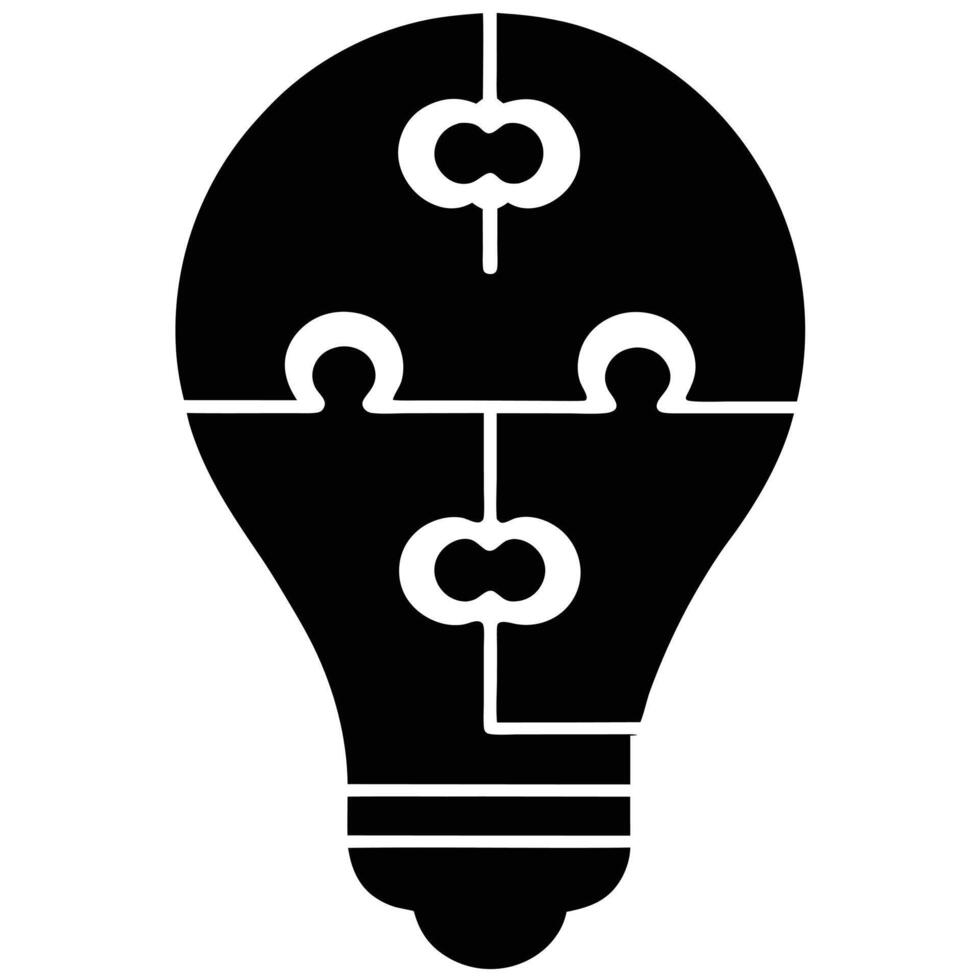 Puzzle Lightbulb Icon Idea Symbol, Solution Concept vector