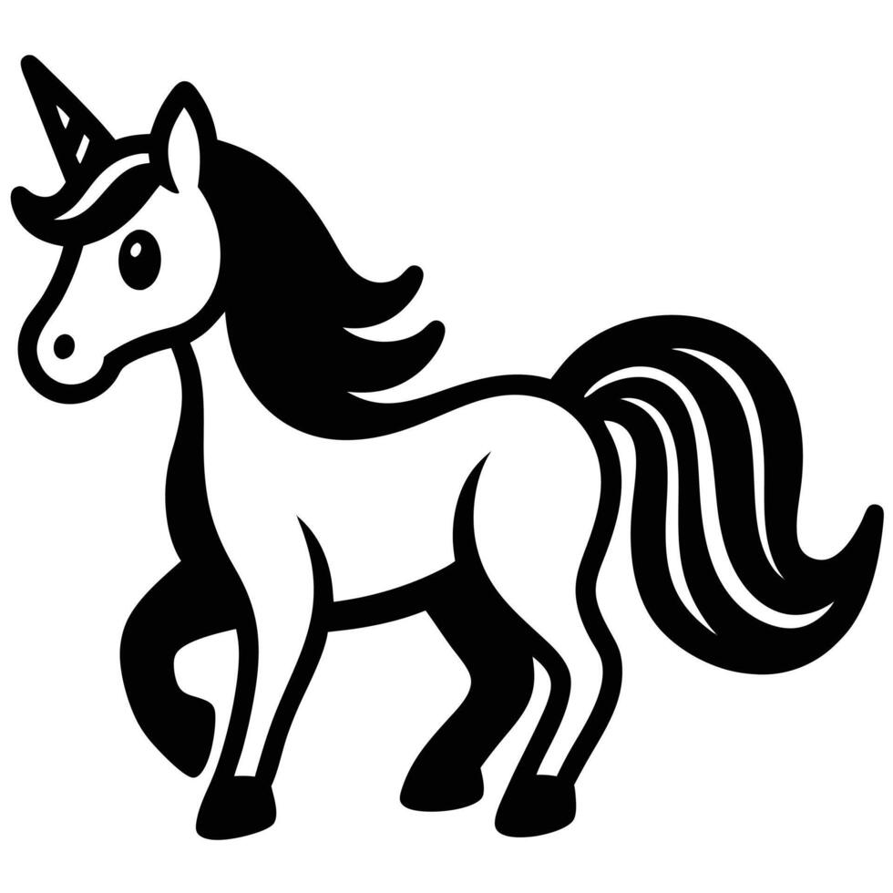 Unicorn Black and White Minimalist Style, Iconic Magic Animal vector