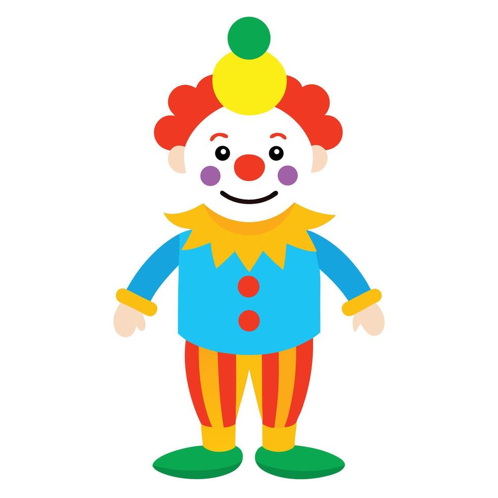 Cartoon Clown Character with Red Hair, Striped Pants, And Green Shoes vector