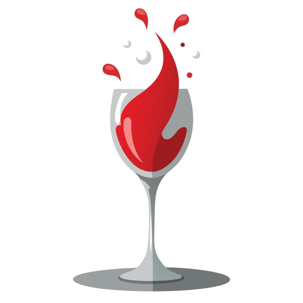 Elegant Isolated Wine Glass with Red Liquid Splash on White Background vector