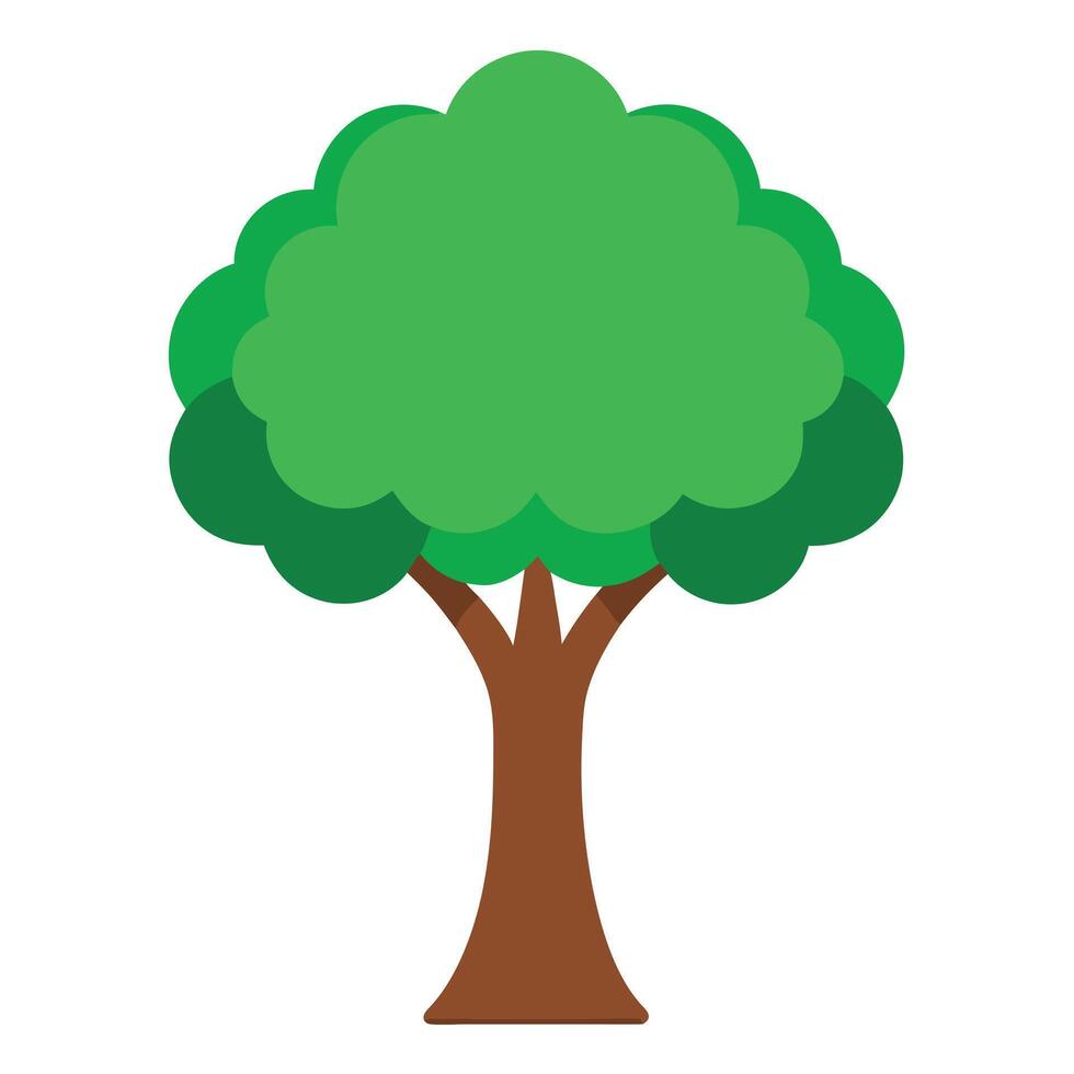 Isolated Deciduous Tree with Green Foliage and Brown Trunk on White Background vector