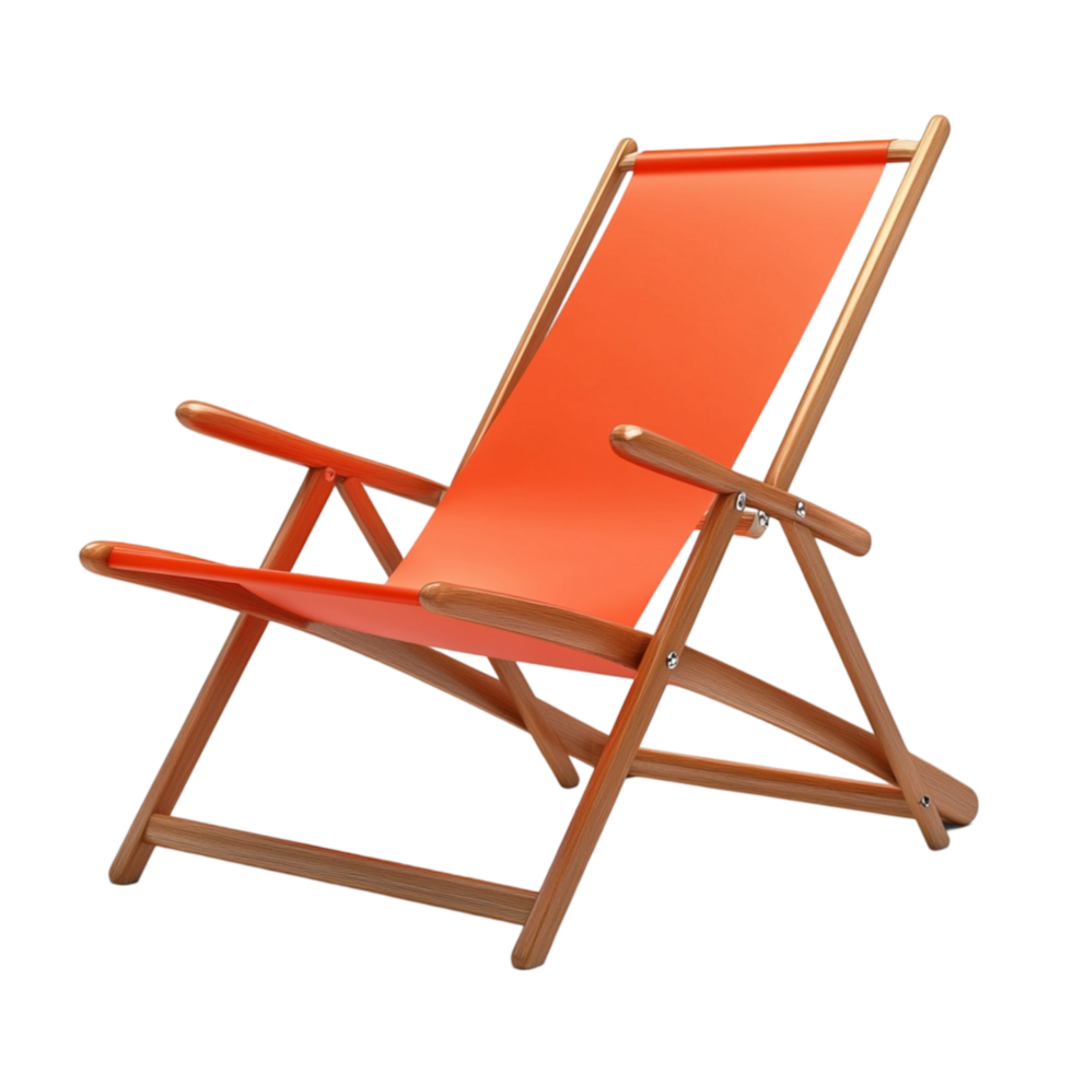 Red Wooden Deck Chair Isolated on Transparent Background png