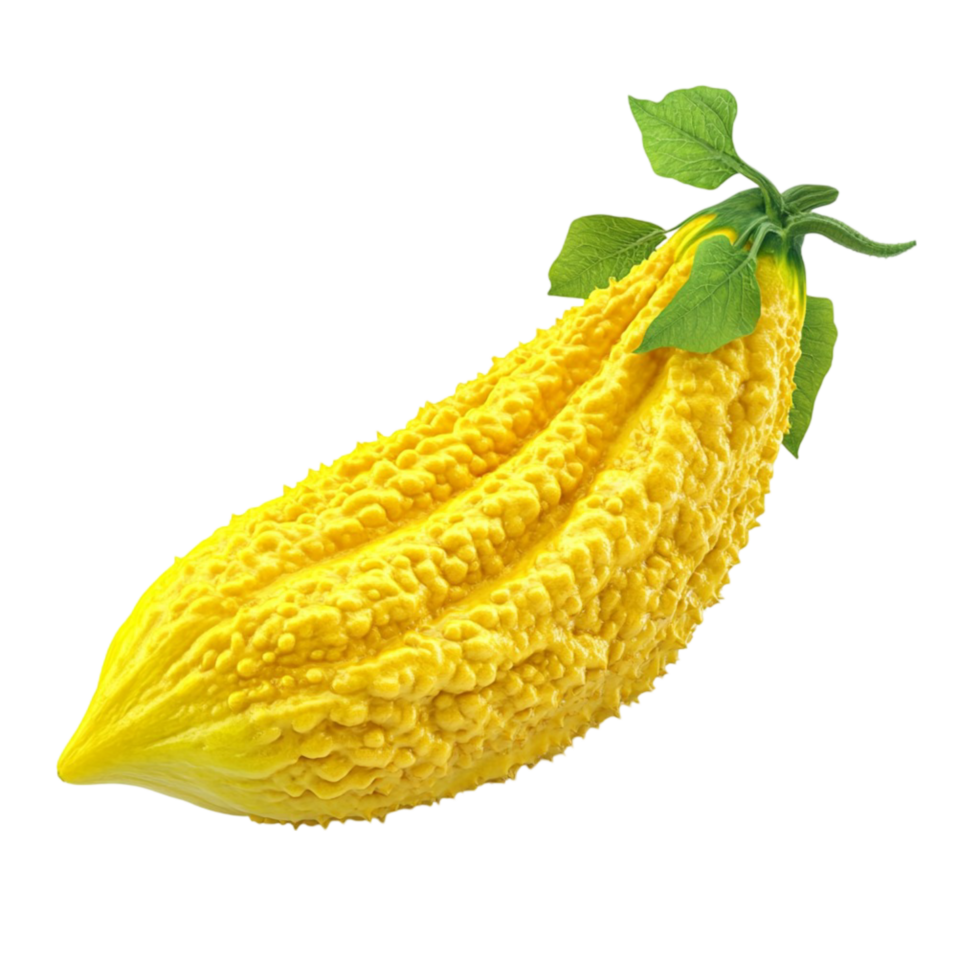 Whole and Sliced Yellow Bitter Melon Isolated Transparent Background png