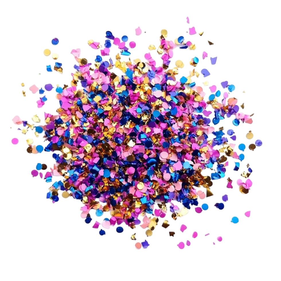 3D Colorful Confetti Flying on Transparent Background png