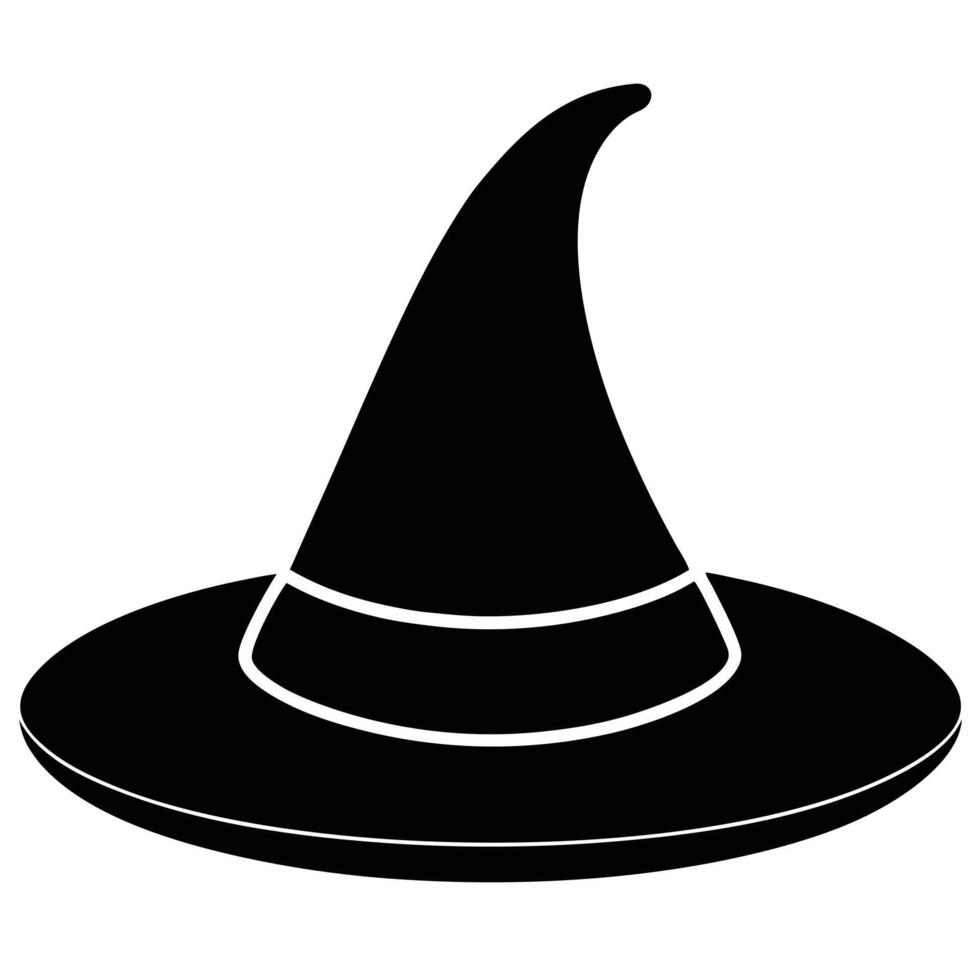 Witch Hat Isolated, Black Silhouette, Halloween Icon vector