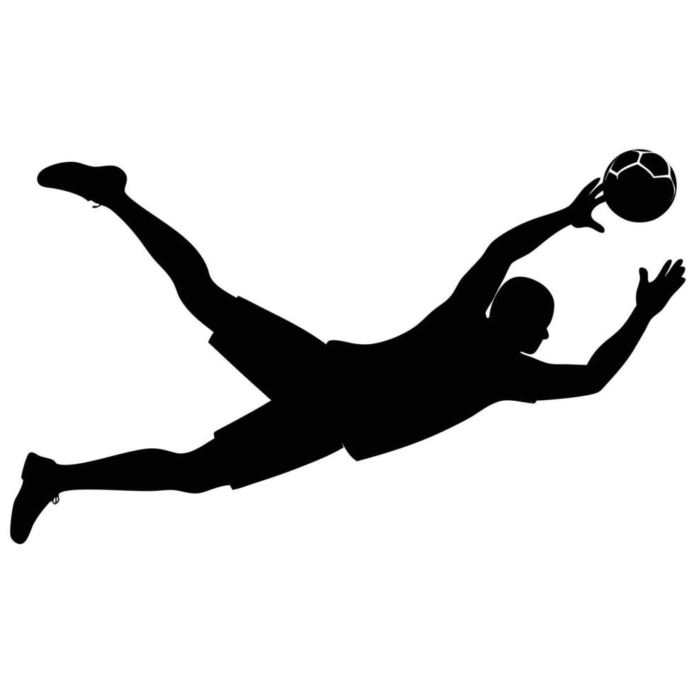 Goalkeeper Action Silhouette Catching Ball vector