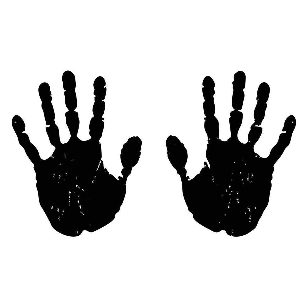 Two Black Handprints Paint Markings vector