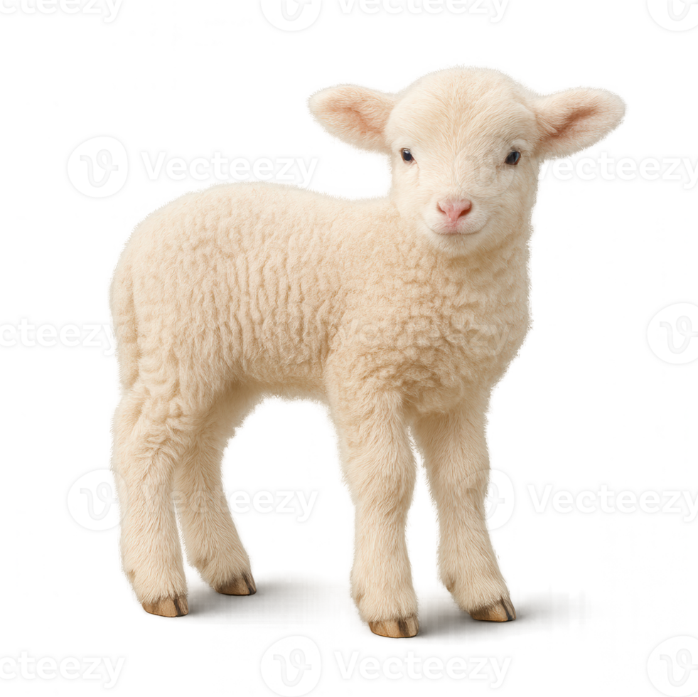 An Adorable Baby Sheep Standing on Transparent Background png