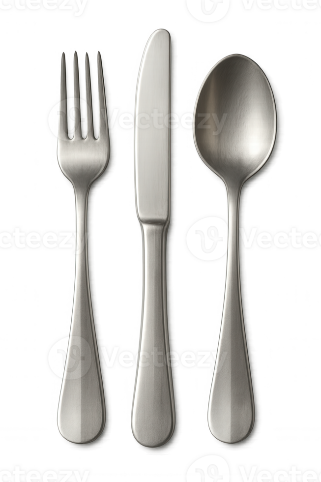 Fork, Knife and Spoon Cutlery Set on Transparent Background png