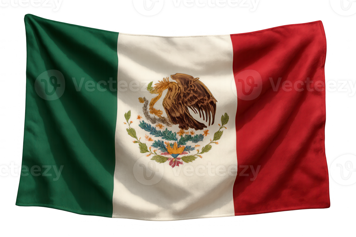 Mexican flag waving with transparent background png