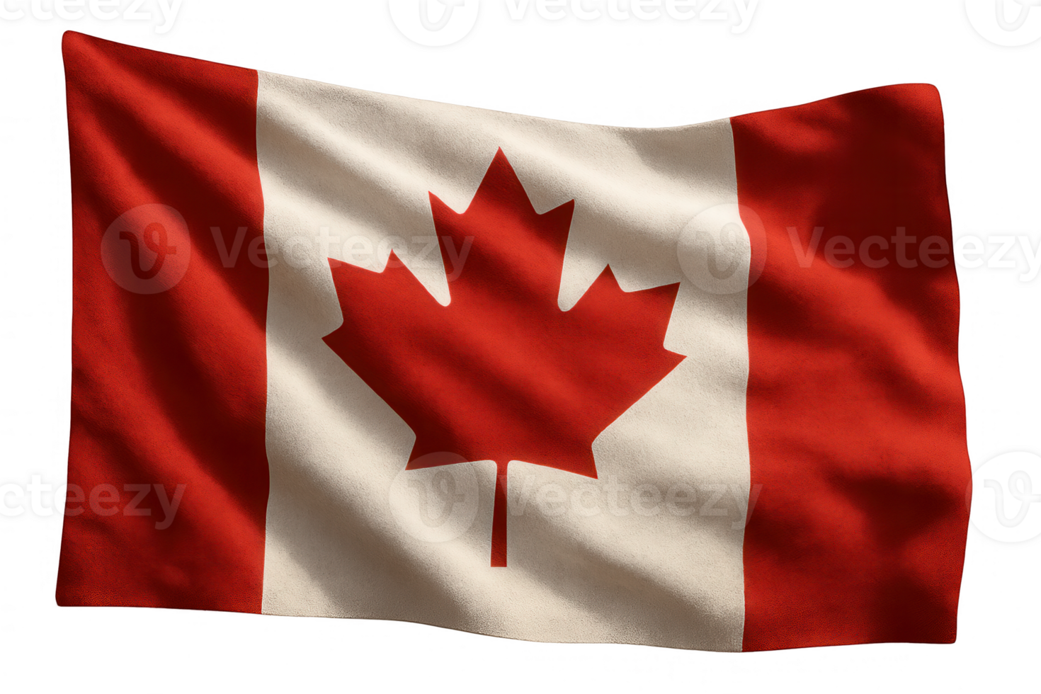 Canadian flag waving with transparent background png