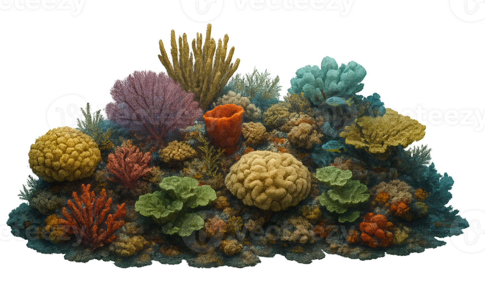 Colorful Coral Reef thriving on transparent background png