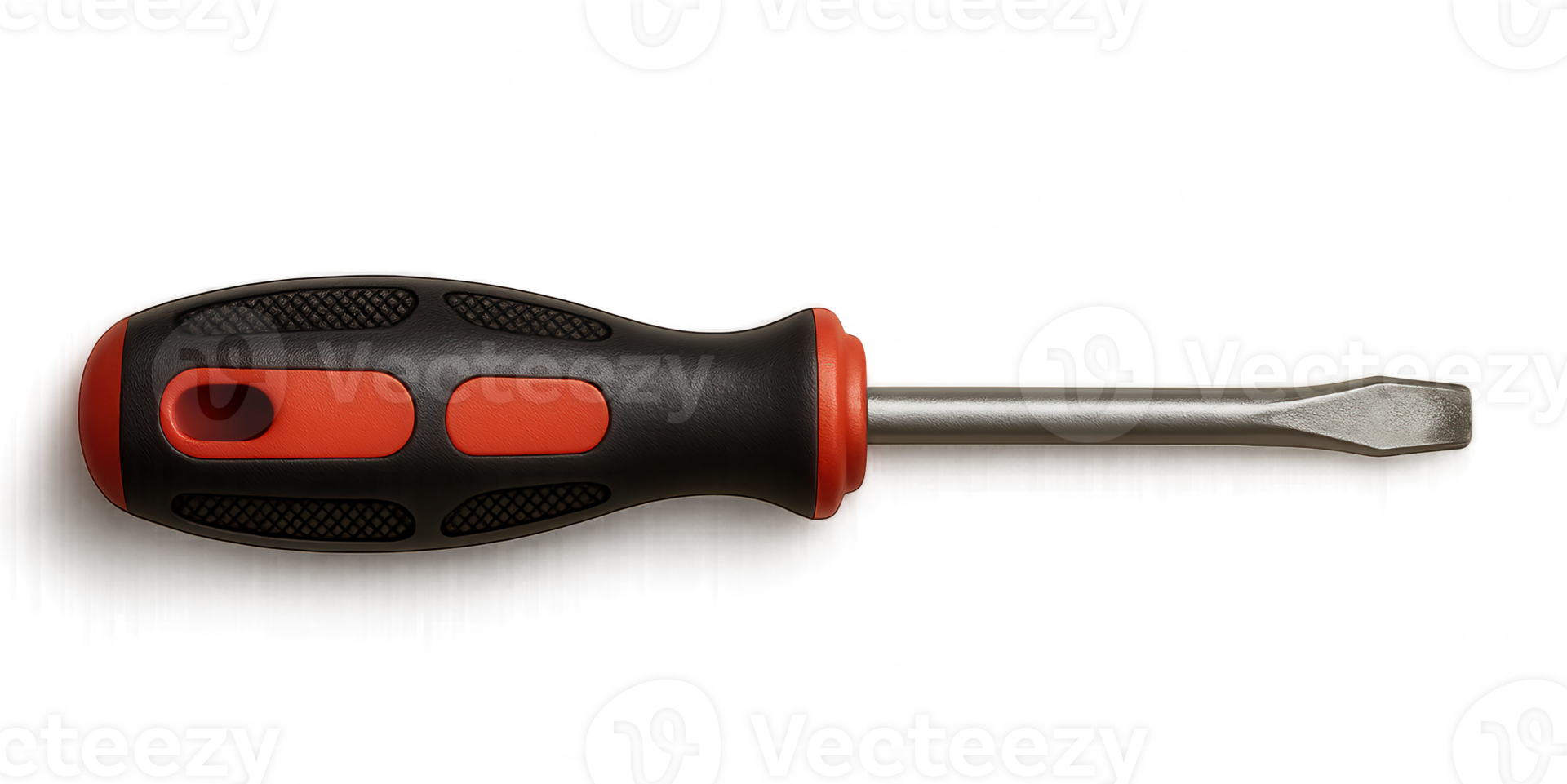 Red and black screwdriver lying on transparent background png