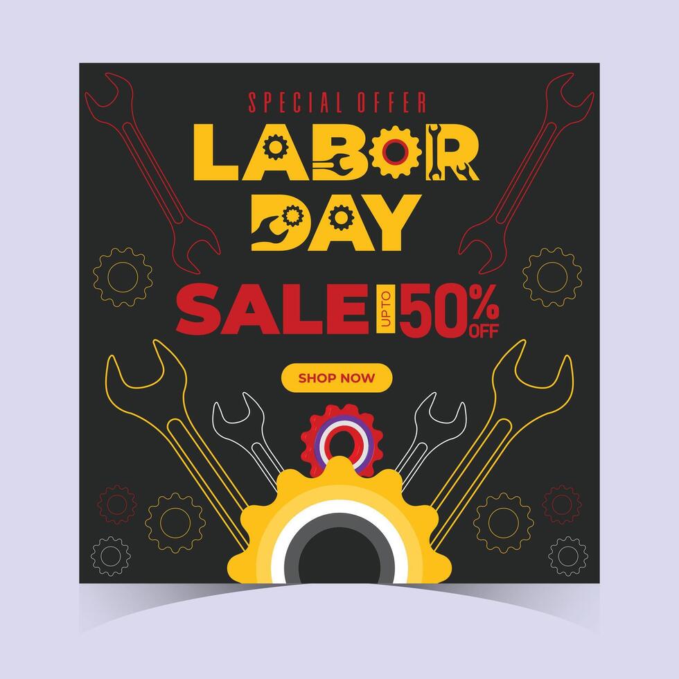 Labor Day Sale Web Banner Template Bold Abstract Design Honoring Workers vector
