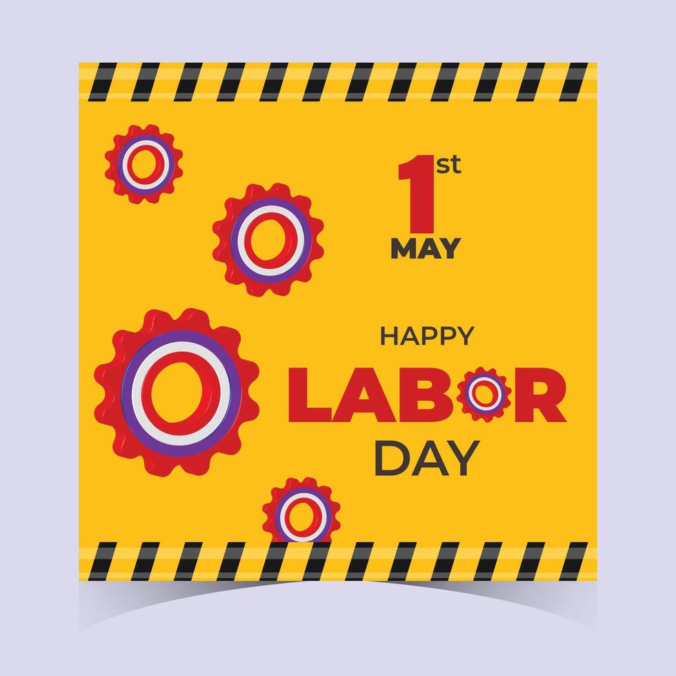 International Labor Day Web Banner Poster Template. Celebrate Labour Day, May 1st, with a Bold Abstract Design Honoring Workers, Dedication, and Hard Work vector